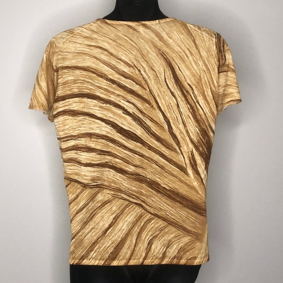 TSE Multicolored Abstract Print Short Sleeve Silk/Cashmere Knit Top L - Picture 4 of 6